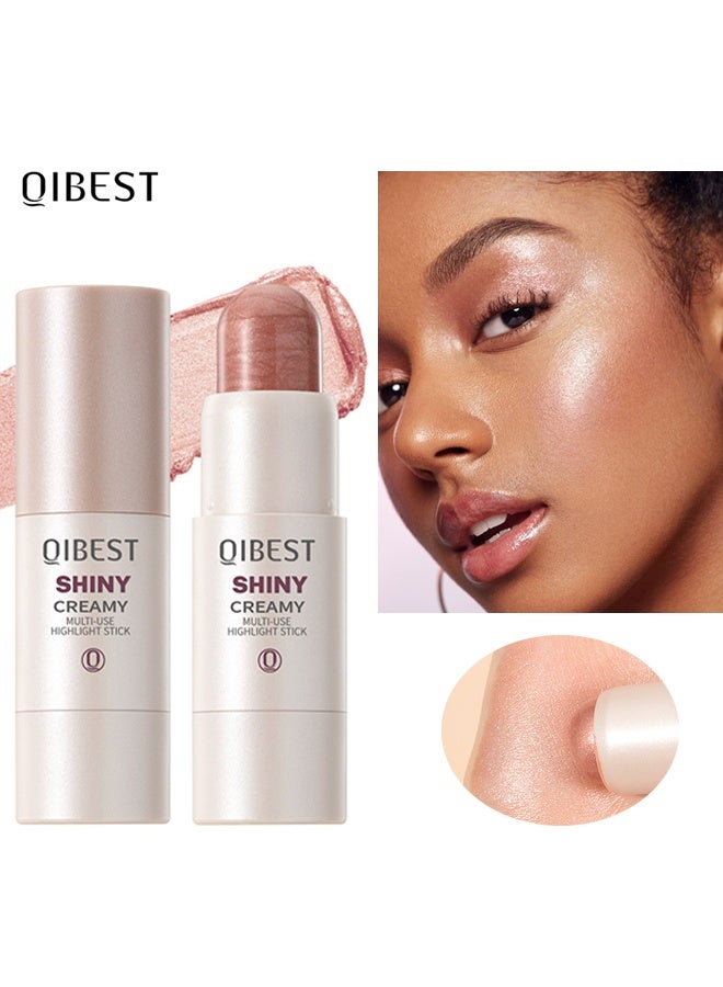 QiBest Shiny Multi-Use Highlighter Stick,Waterproof,Hydrating, Long-Lasting,Glow Highlighter Stick, Luminous, Satin, Glowy Highlighter for Face and Body, Glass Skin/Lit-From-Within,Cruelty-Free #Rose Gold - Image 1